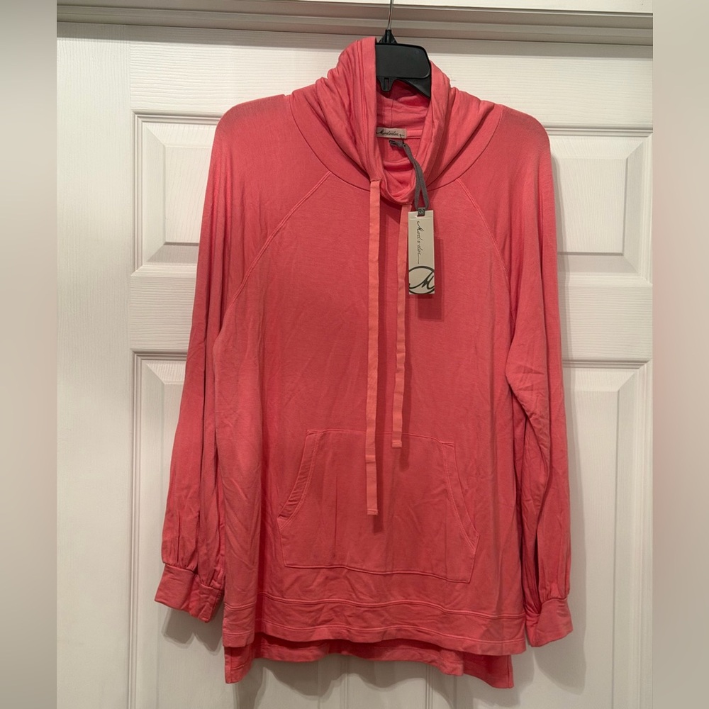 NEW Mododoc rose petal long sleeve cowl neck top Size Small